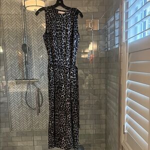 Michael Kors Black and Gray Animal Print pant suit with belt